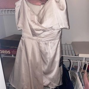 Lulu’s off the shoulder satin ivory dress
